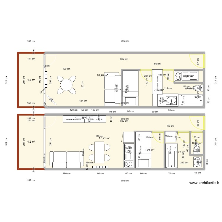 La Plagne Rénov. Plan de 9 pièces et 59 m2