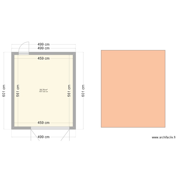 garage exterieur. Plan de 1 pièce et 26 m2