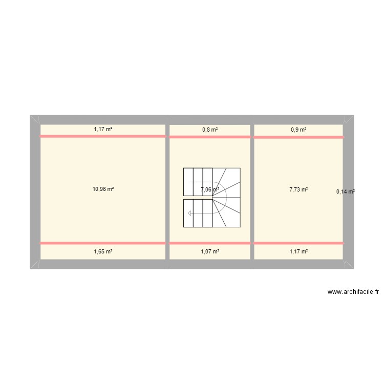 maison étage 1. Plan de 10 pièces et 33 m2