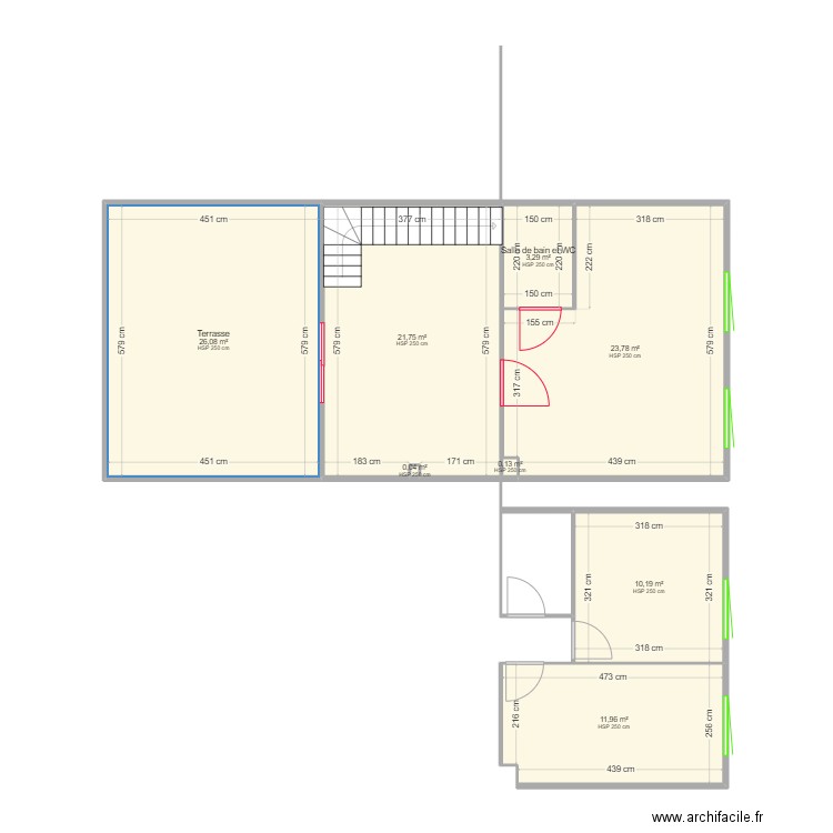 2ème étage. Plan de 8 pièces et 97 m2