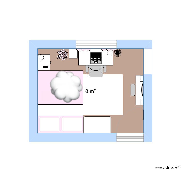 vrai chambre #2. Plan de 1 pièce et 8 m2