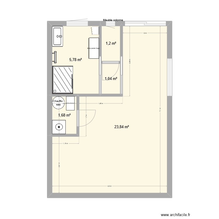 cuisine 1. Plan de 5 pièces et 34 m2