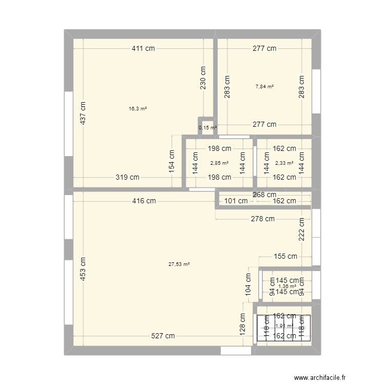 jockay. Plan de 8 pièces et 60 m2