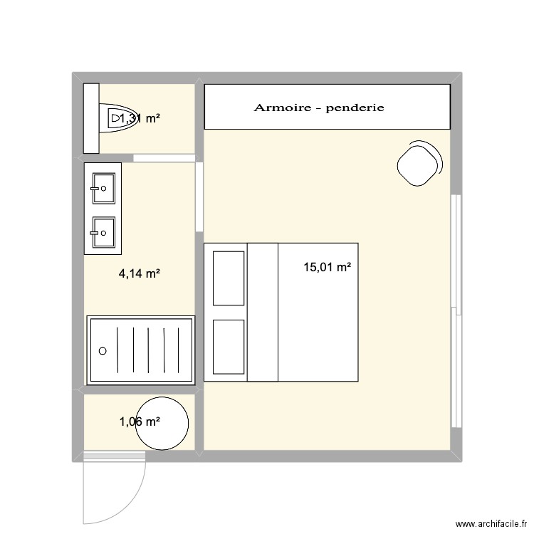 CABANE NEW. Plan de 4 pièces et 22 m2