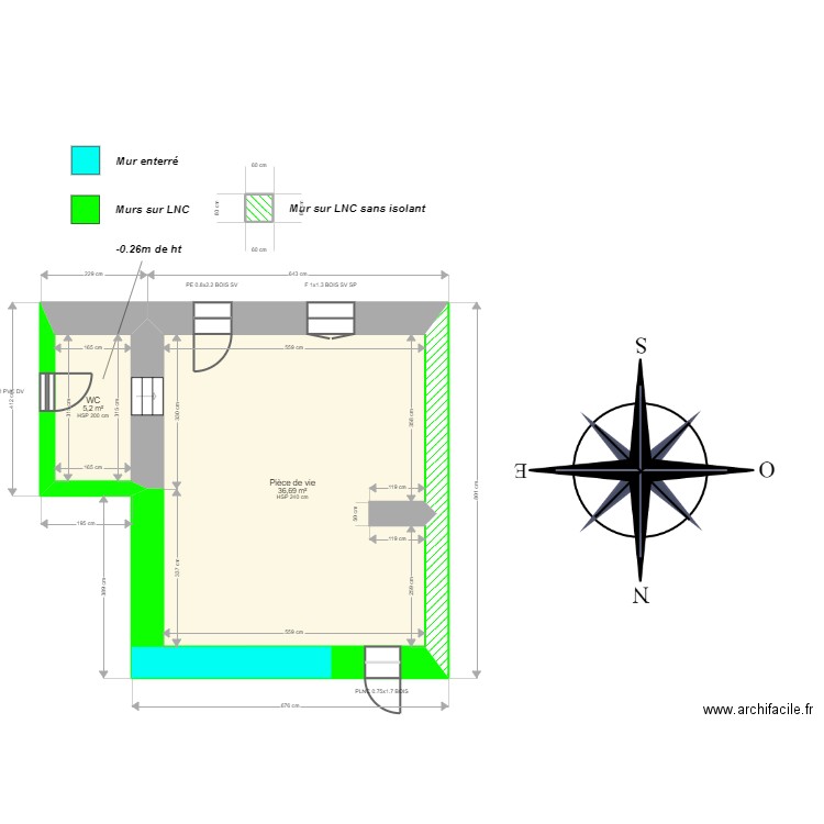 ML24014063 . Plan de 3 pièces et 42 m2