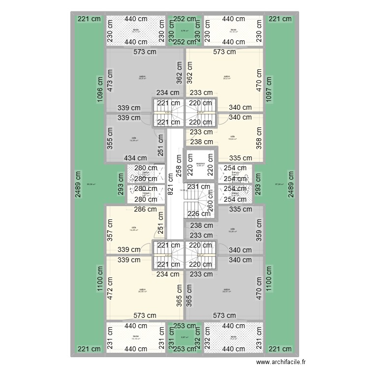 celaliye 1256/5 4 daire dubleks çati piyesi modif. Plan de 26 pièces et 380 m2