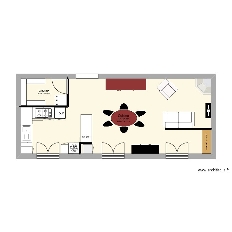 Brouilly. Plan de 2 pièces et 41 m2