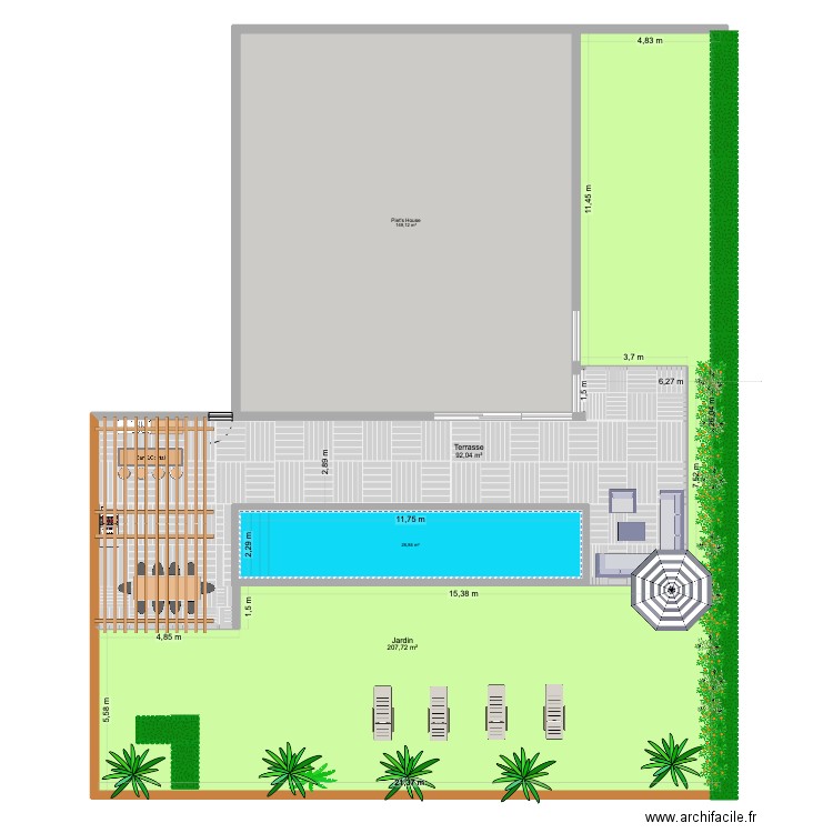 Piscine Piet Option 2. Plan de 4 pièces et 476 m2