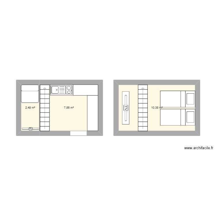 tiny housse. Plan de 3 pièces et 21 m2