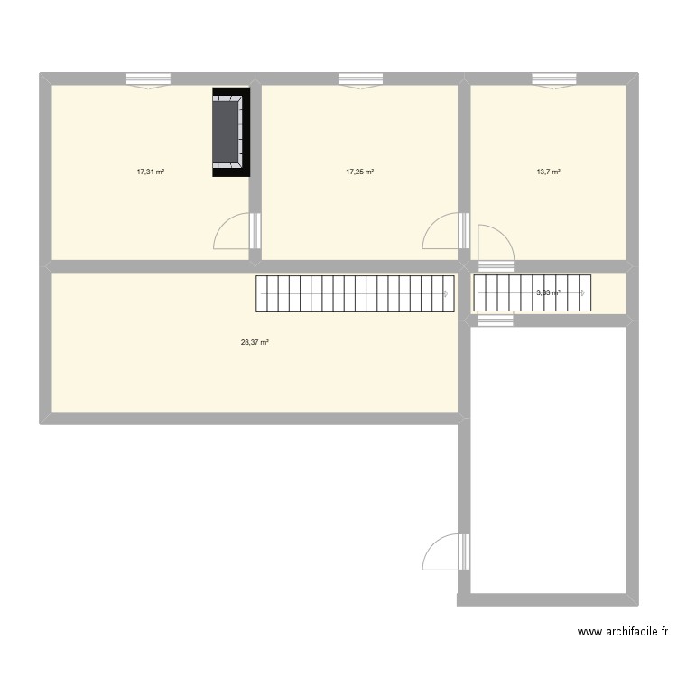 Maison St Nab RdC origine 1er etage. Plan de 5 pièces et 80 m2