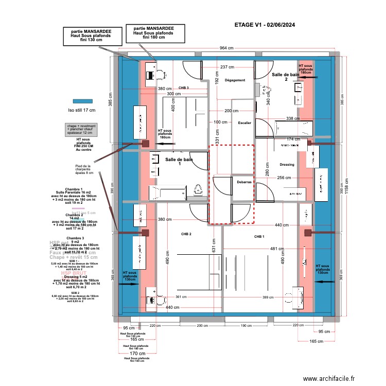 Levis St Nom Rdch V2. Plan de 26 pièces et 220 m2