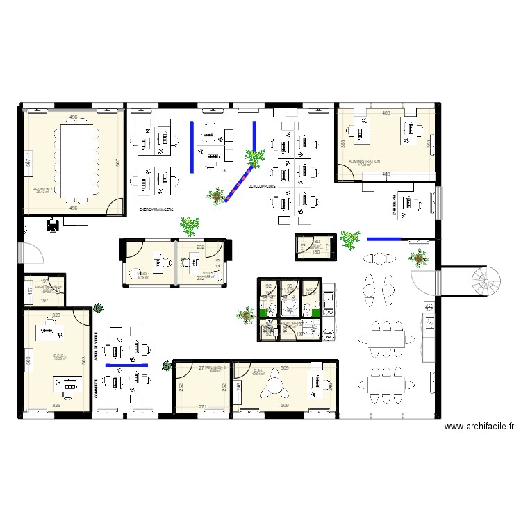 SLV 3-2. Plan de 14 pièces et 102 m2