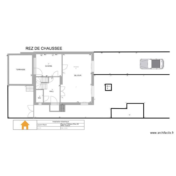 REZ DE CHAUSSE 1. Plan de 3 pièces et 82 m2