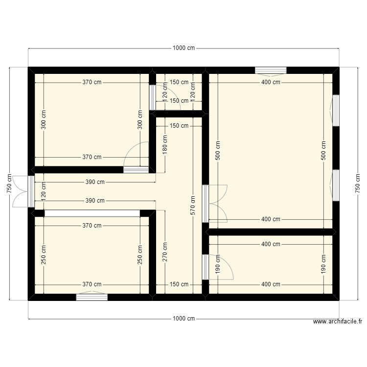 Plan de client Rziya. Plan de 6 pièces et 63 m2