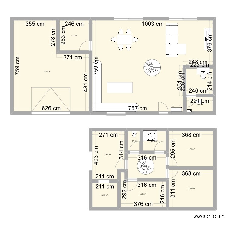 Plan étage . Plan de 12 pièces et 177 m2