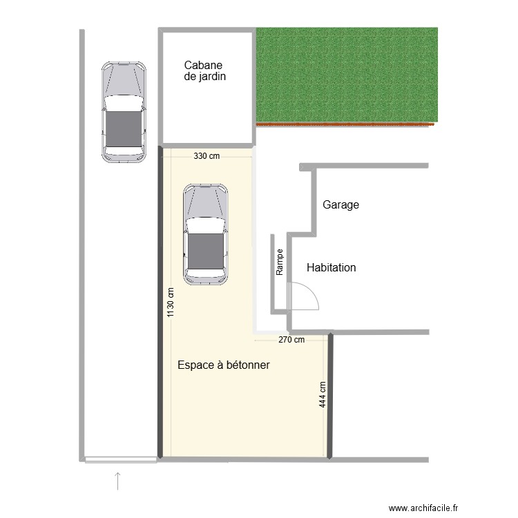 Possamai. Plan de 2 pièces et 63 m2