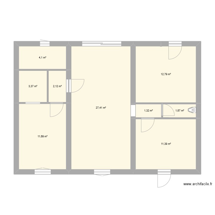 Maison Floirac. Plan de 9 pièces et 76 m2