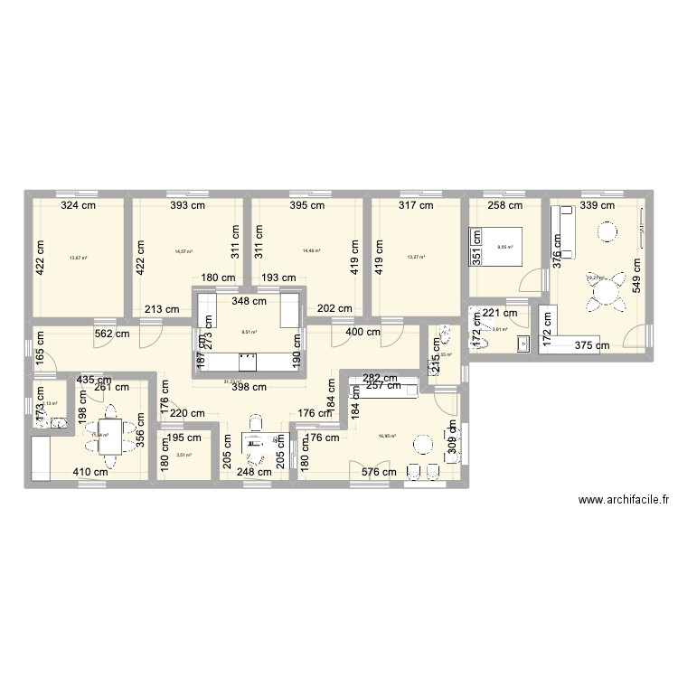 CABINET. Plan de 14 pièces et 166 m2