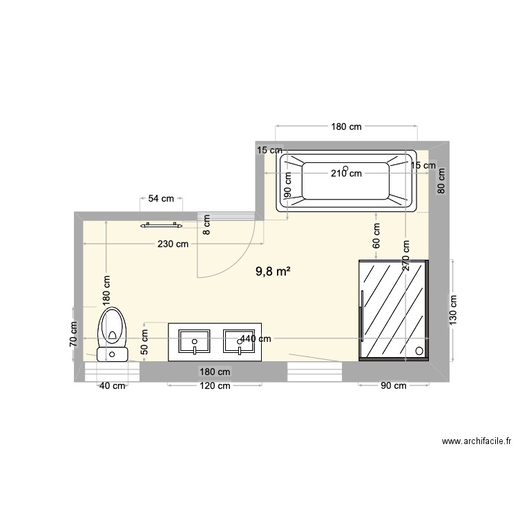 Houtteville. Plan de 1 pièce et 10 m2