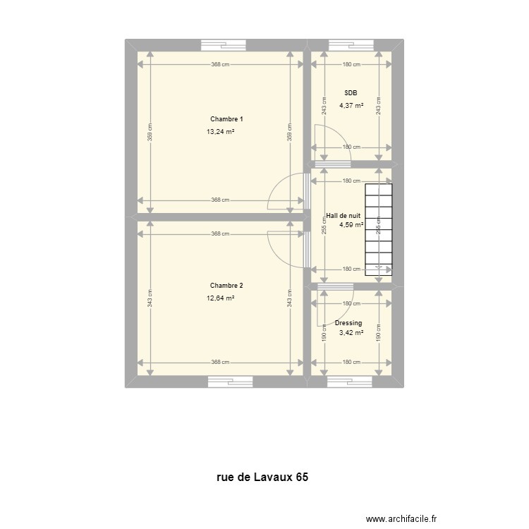 lavaux 65 1er Et. Plan de 5 pièces et 38 m2