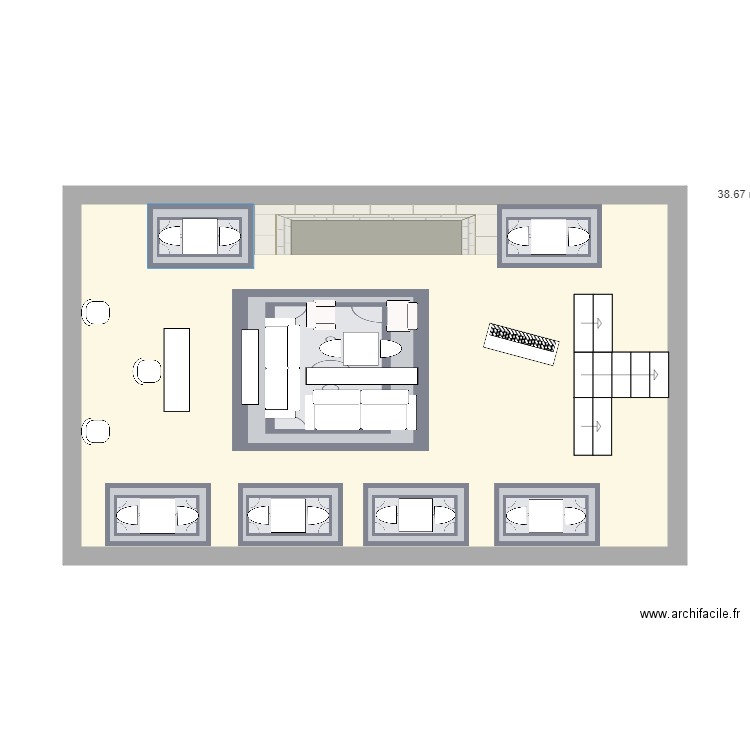 Cav. Plan de 1 pièce et 39 m2