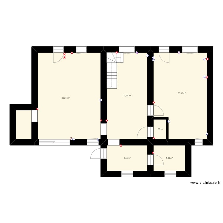 st ge. Plan de 6 pièces et 97 m2