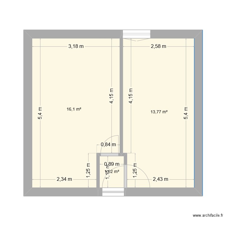 Création de chambre. Plan de 3 pièces et 31 m2