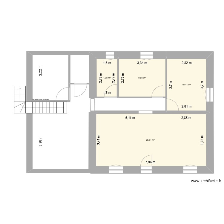 plan apartement rdc. Plan de 4 pièces et 53 m2