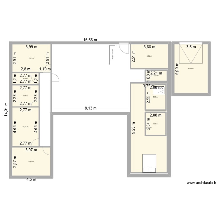 projet. Plan de 11 pièces et 119 m2