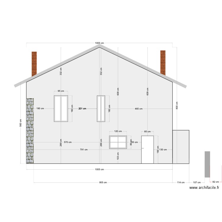 Façade OUEST - ExistantV2. Plan de 0 pièce et 0 m2