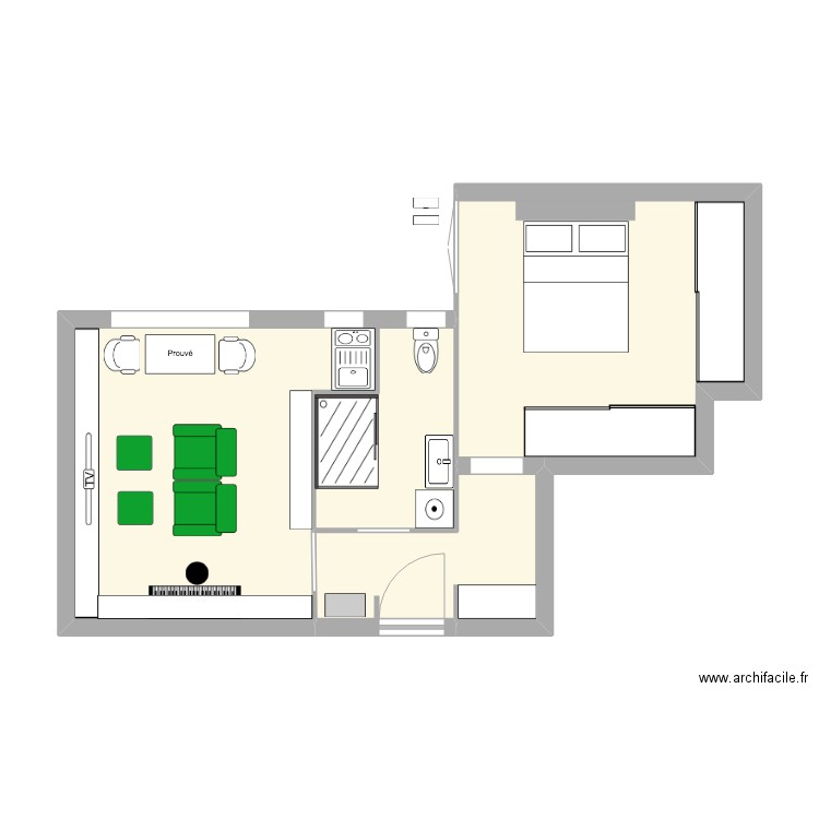 Cliffords Inn Tapis/Table/Banc. Plan de 3 pièces et 44 m2