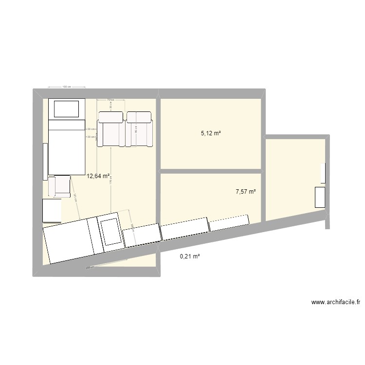 chambrebis. Plan de 4 pièces et 26 m2