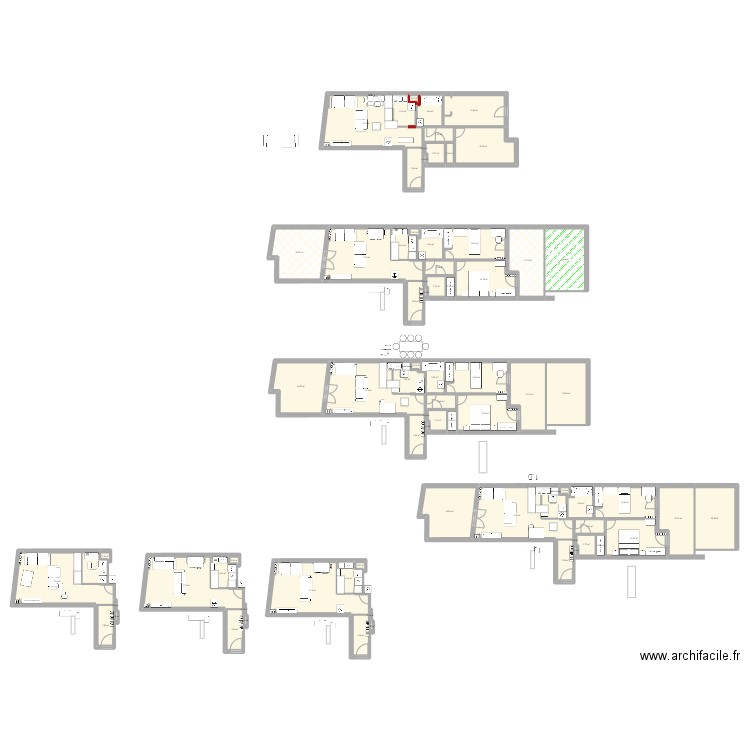 sartro repub. Plan de 75 pièces et 497 m2