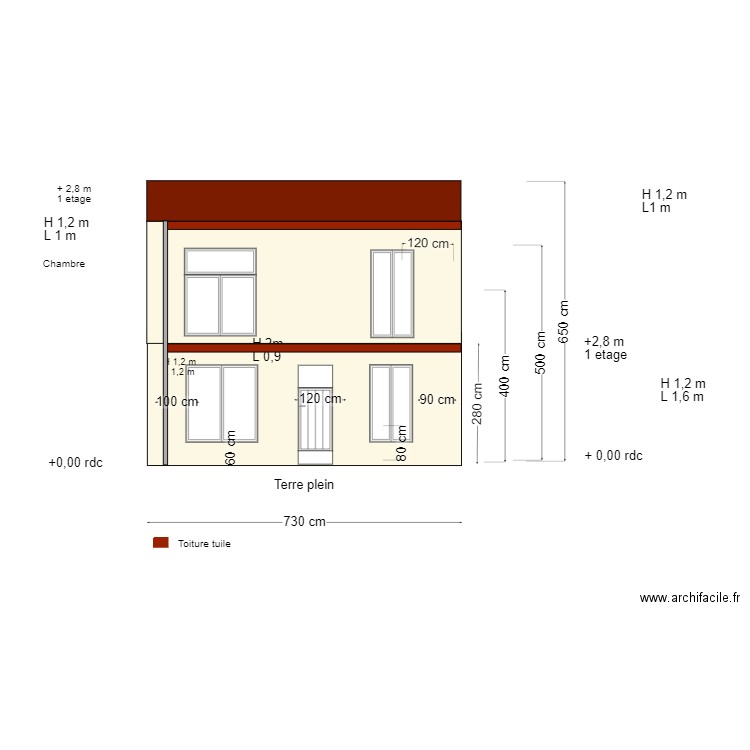 Façade F. Plan de 0 pièce et 0 m2