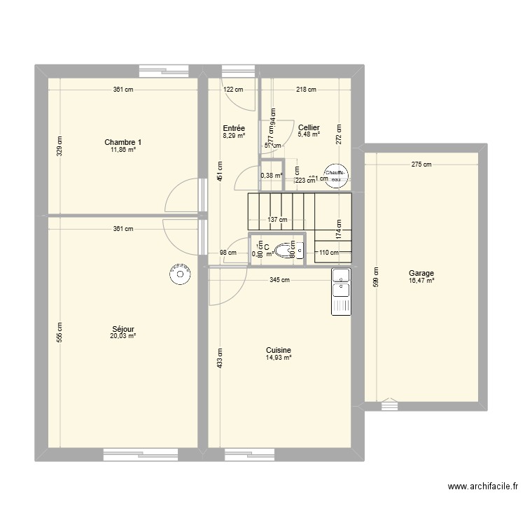 gend vauvillers log 01. Plan de 8 pièces et 78 m2