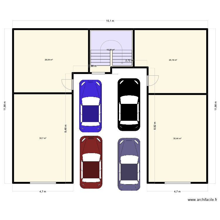 Projet Fondation Fban *Bas*. Plan de 5 pièces et 123 m2