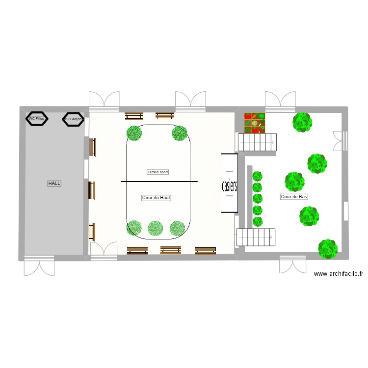 cour recreation paul bert. Plan de 5 pièces et 93 m2