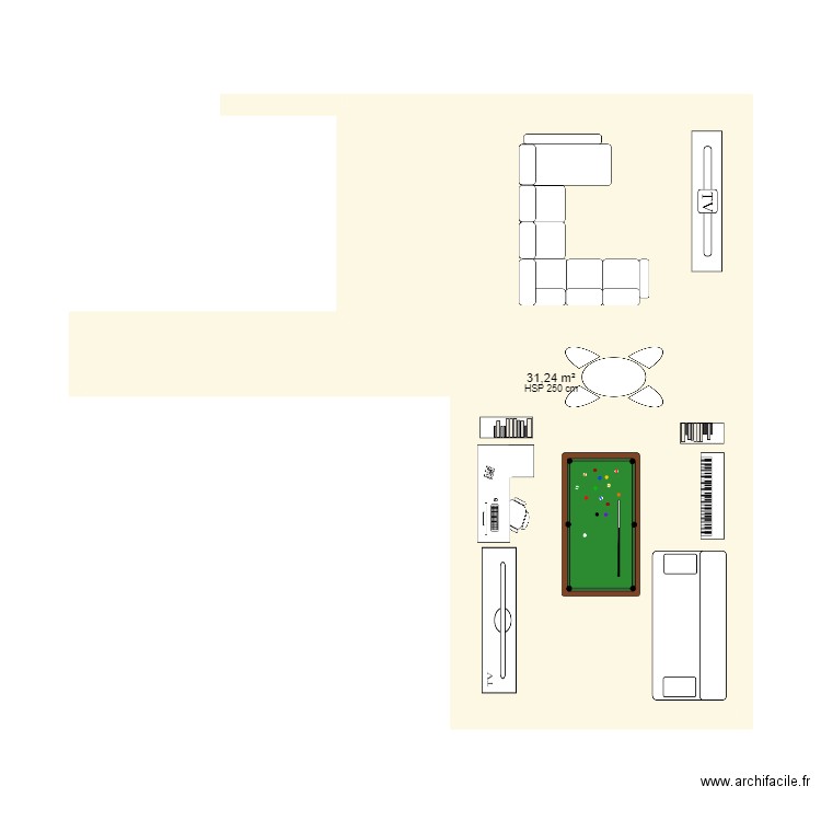 petit salon st chinian. Plan de 1 pièce et 31 m2