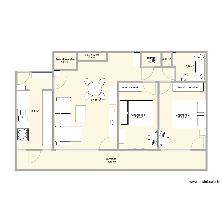 vinch. Plan de 10 pièces et 85 m2