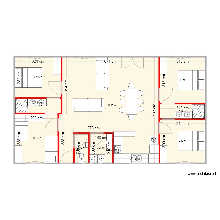 Mas du Gua Aménagement 1. Plan de 9 pièces et 94 m2