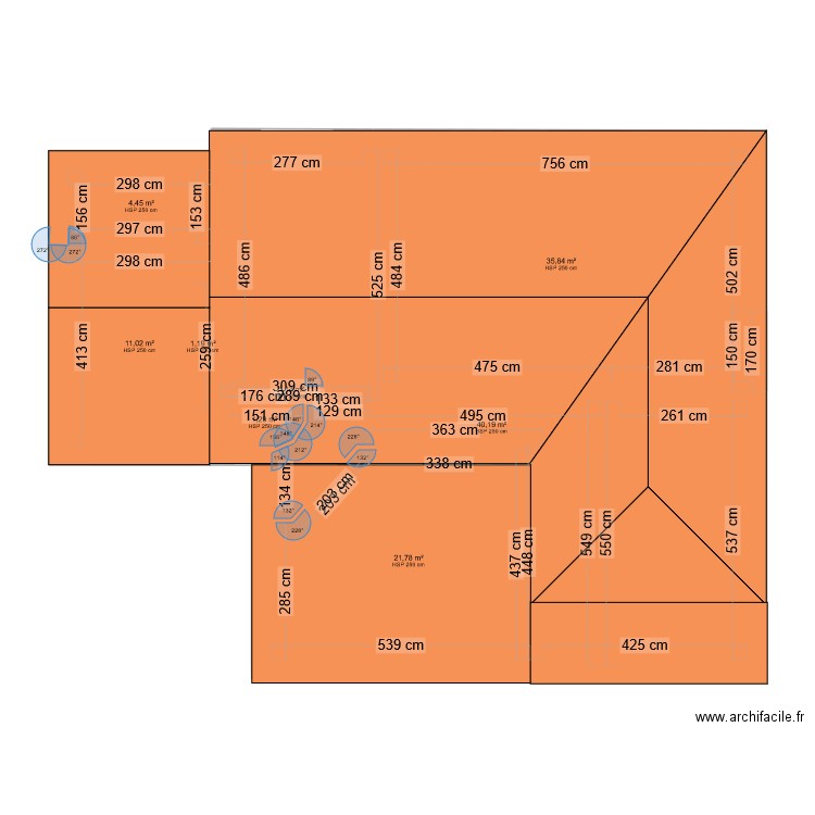 PLAN ANET SURFACES TOITURE. Plan de 13 pièces et 174 m2