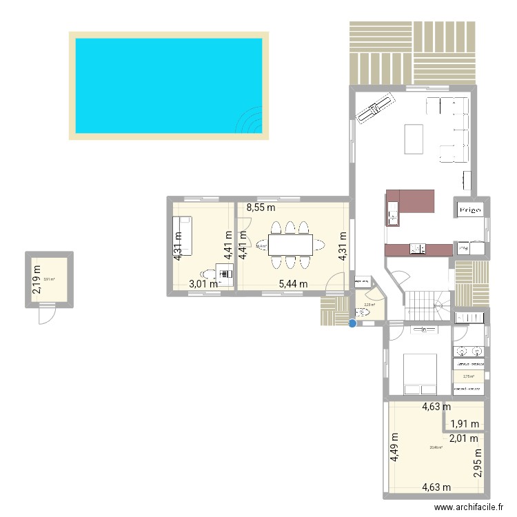 maison grasse avec agrandissement. Plan de 5 pièces et 66 m2