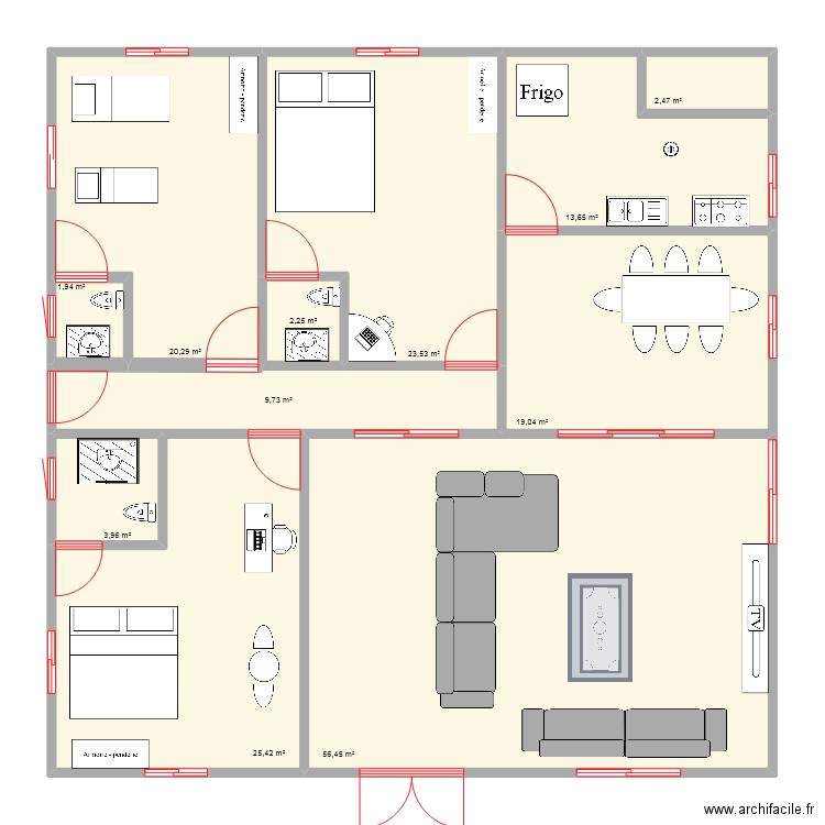 Plan exercice. Plan de 11 pièces et 179 m2