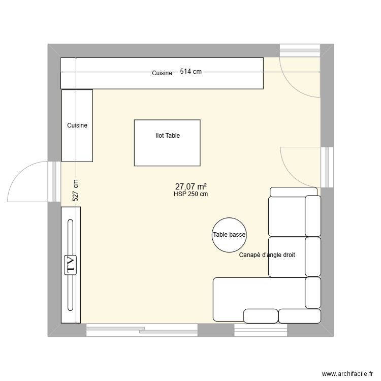 Lady dayana. Plan de 1 pièce et 27 m2