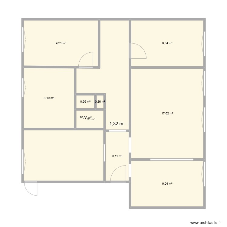 appart. Plan de 10 pièces et 79 m2