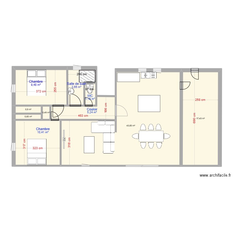 MAISON REAMENAGEMENT. Plan de 10 pièces et 93 m2