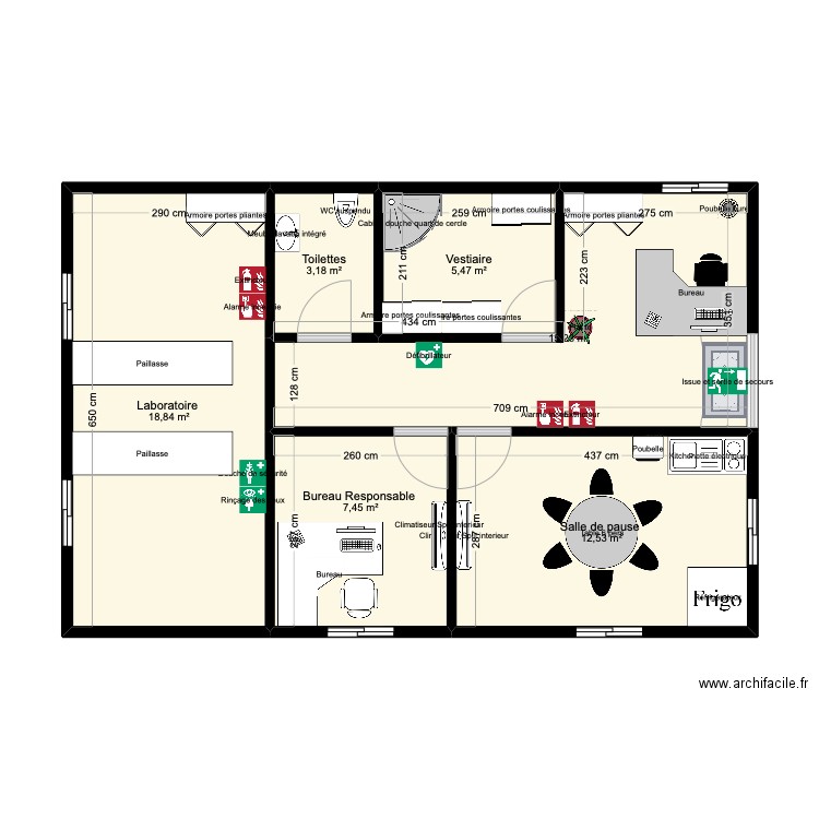 laboratoire d'analyse 1. Plan de 6 pièces et 63 m2