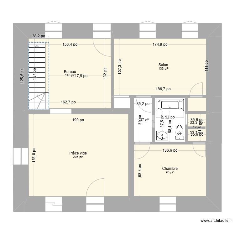 8 Saint-Edmond AVANT. Plan de 6 pièces et 57 m2