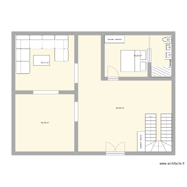 Chantier 2 . Plan de 4 pièces et 94 m2