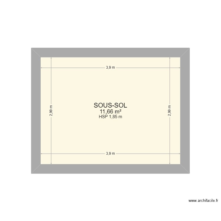 SOUS-SOL 95. Plan de 1 pièce et 12 m2